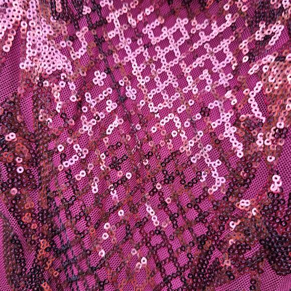 One Shoulder Formal Gown Size Medium Dark Red Sequins Flared Bottom Maxi Dress - Picture 7 of 8